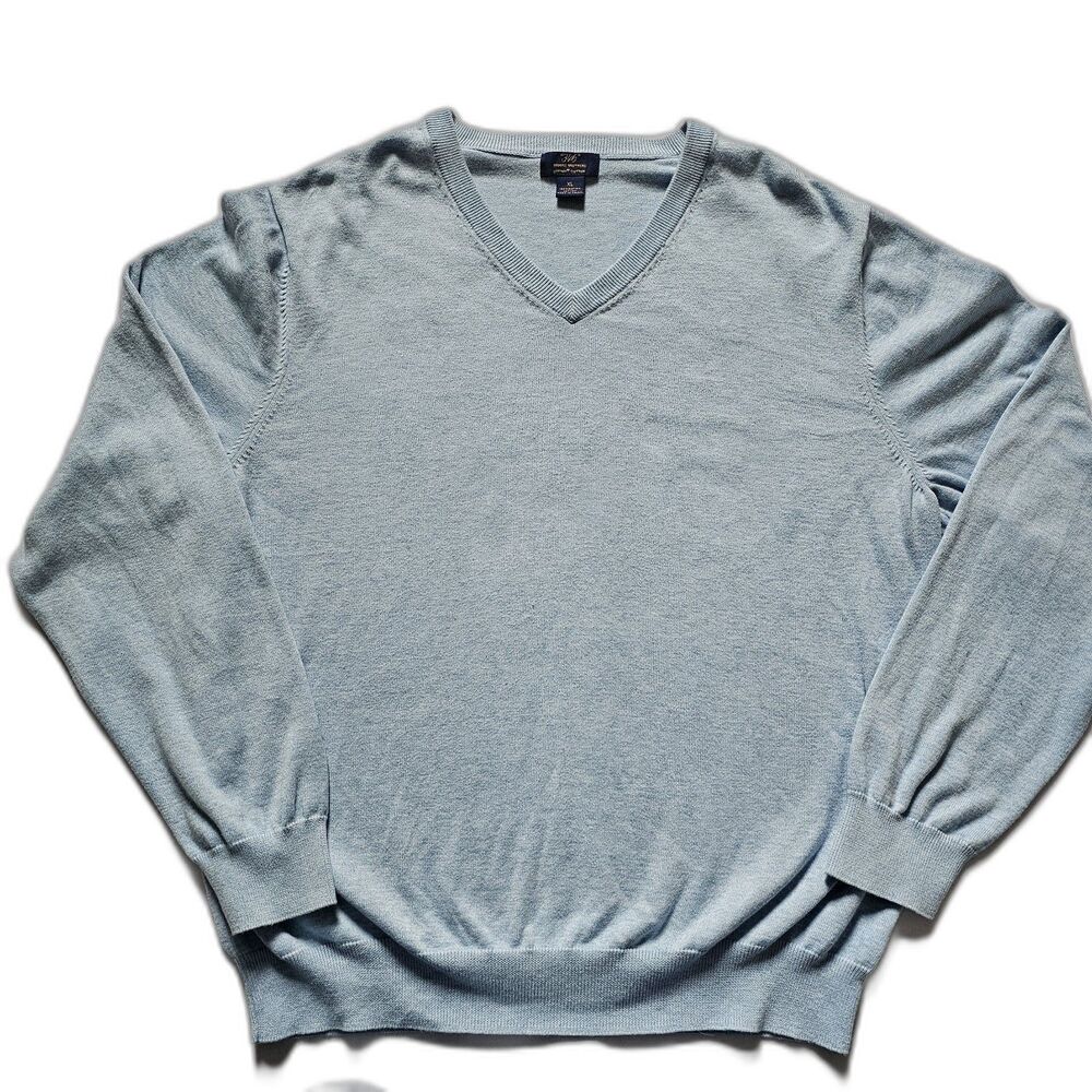 Brooks Brothers Supima Cotton V-Neck Sweater Men’s XL Light Blue Heather